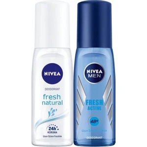 NIVEA Pump Deodorant Aile Paketi,Pump Sprey Fresh Kadın Deodorant 75 ml,Men Pump Sprey Fresh Erkek Deodorant 75 ml,48 Saat Koruma