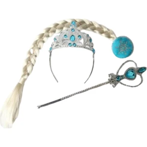 Pembe Mavi Frozen Elsa Karlar Ülkesi Taç Asa Seti