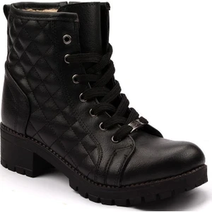 Coton Siyah Termo Taban Kürklü Kadın Bot