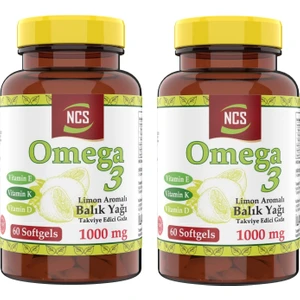 Omega 3 Balık Yağı 1000 mg 60 Yumuşak Kapsül Doğal Limon Aromalı 2 Kutu 120 Softgel