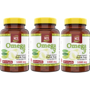 Omega 3 Balık Yağı 1000 mg 60 Yumuşak Kapsül Doğal Limon Aromalı 3 Kutu 180 Kapsül