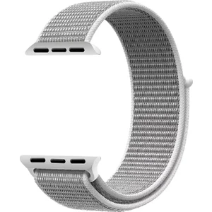 Apple Watch Uyumlu 1 2 3 4 5 38mm Kordon Kumaş CırtCırtlı Kordon Beyaz