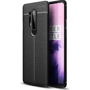 OnePlus 8 Pro Kılıf Niss Silikon Deri Görünümlü Siyah