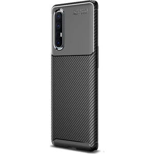 Oppo Reno 3 Pro Kılıf Negro Karbon Dizayn Silikon Siyah