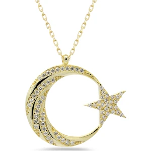 Else Silver Taşlı Ay Yıldızlı Gümüş Kolye