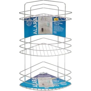 Ece Metal Krom Duş Köşeliği Banyo Rafı 3 Lü