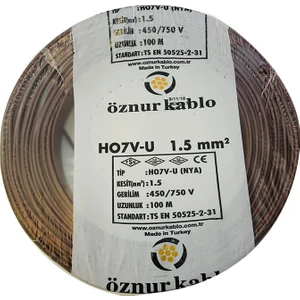 1,5 Mm Nya Kablo - 100 Metre Kahverengi