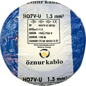 1,5 Mm Nya Kablo - 100 Metre Mavi