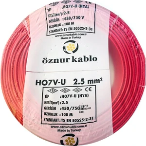 2,5 Mm Nya Kablo - 100 Metre Kırmızı