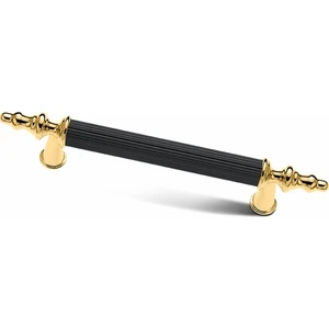 Kumru Mat Siyah Altın Lüks Mobilya Dolap Çekmece Kulp 224 Mm