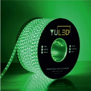 3 Çipli İç- Dış Mekan Silikonlu Şerit Led 220V - Volt 10 Metre + 1 Güç Fişi - Double Pcb Yeşil