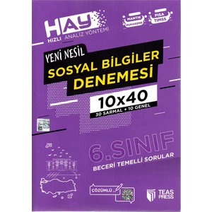 Teas Press 6. Sınıf Yeni Nesil Sosyal Bilgiler Denemesi 40 Adet