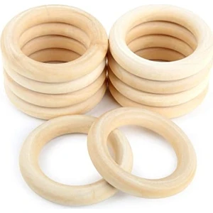 Elişi Atölyem 10 Adet 50 mm Ahşap Halka