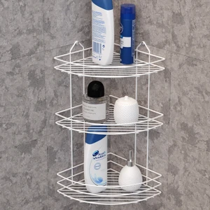 Üç Katlı Banyo Köşe Rafı Beyaz Bk003