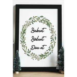 HediyenzaSabret Şükret Dua Et Ahşap 24 x 33 cm Tasarım Tablo Siyah Çerçeve