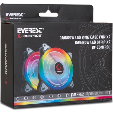 Rampage RB-K2 120 x 120 x 25mm 2 x Aurora gökkuşağı Ledli Fiyatı
