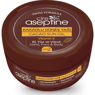 Cire Aseptine Kakaolu Güneş Yağı 100 ml SPF 2 Vitamin E ile Zenginleştirilmiş