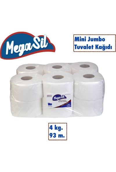 Megasil Mini Jumbo Tuvalet Kağıdı 4kg. 93M. 1 Koli 12'li
