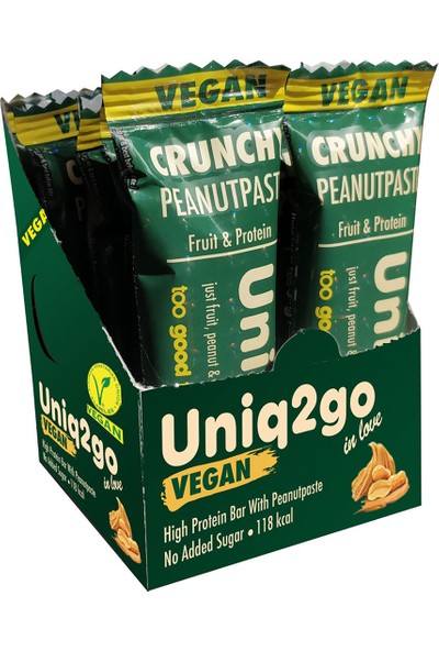 UNIQ2GO In Love - Fıstık Ezmeli Pirinç Proteinli Vegan Bar 12'lı Kutu