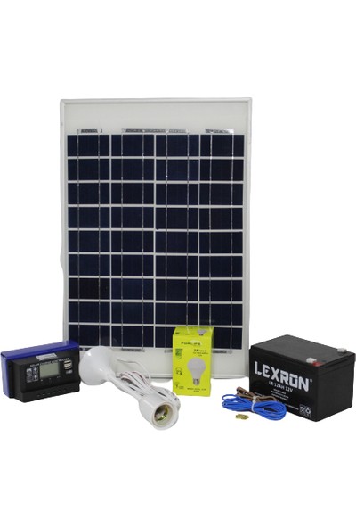 İsos Güneş Paneli 20 W + 1 Lambalı Solar Aydınlatma + Telefon Şarj Sistemi