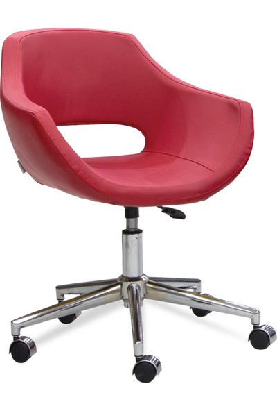 Sandino Viva - Kırmızı, Suni Deri, Metal Ayaklı Ofis Çalışma Sandalyesi