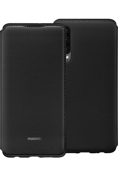 Huawei P30 Kapaklı Kılıf Siyah