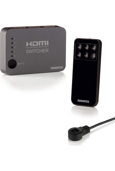 Marmitek Connect 350 UHD - Otomatik HDMI Düğmesi 5 Giriş / 1 Çıkış UHD