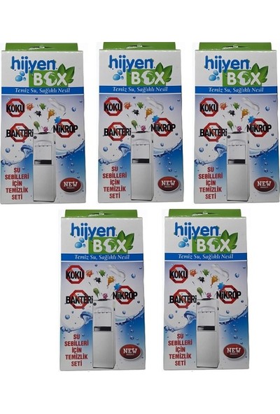 Hijyen Box Sebil Temizlik Sıvı Jel Solüsyon Temizleme Seti 5 Kutu