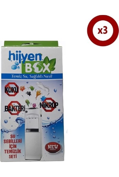 Hijyen Box Sebil Temizlik Sıvı Jel Solüsyon Temizleme Seti 3 Kutu