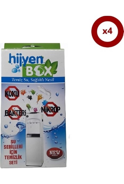 Hijyen Box Sebil Temizlik Sıvı Jel Solüsyon Temizleme Seti 4 Kutu