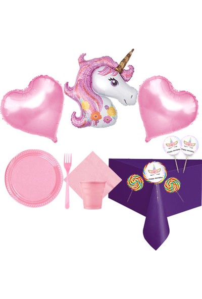 Partylandtr Unicorn Sosyete Şekerli Doğum Günü Parti Konsept 16 Kişilik Set