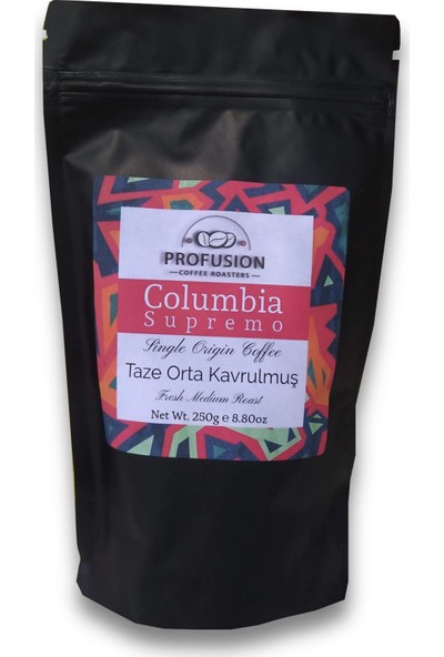 Profusion Coffee Taze Orta Kavrulmuş (Colombia) Kolombiya Medellin Supremo Chemex Kahve 250 G