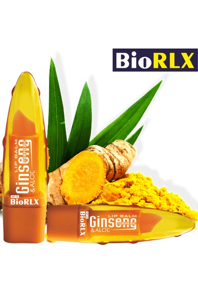 Biorlx Aloe Vera + Ginseng + Turmeric(Zerdeçal) Spf 15(Güneş Koruyucu) Lip Balm Color Free (Renksiz) + Paraben Free (Parabensiz) Unisex 2 Adet
