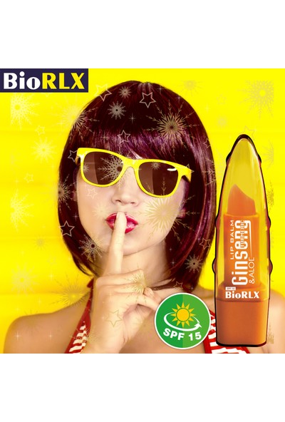 Biorlx Aloe Vera + Ginseng + Turmeric(Zerdeçal) Spf 15(Güneş Koruyucu) Lip Balm Color Free (Renksiz) + Paraben Free (Parabensiz) Unisex 2 Adet