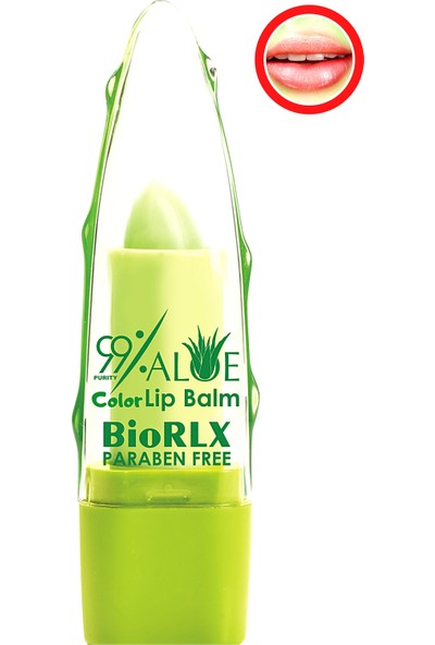 Biorlx 99% Aloe Vera Lip Balm With Color(Renkli) Dudak Dolgunlaştırıcı Balsam, Paraben Free(Parabensiz) 1 Adet Dudak Bakım Kremi Bayanlar Için
