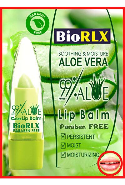 Biorlx 99% Aloe Vera Lip Balm With Color(Renkli) Dudak Dolgunlaştırıcı Balsam, Paraben Free(Parabensiz) 1 Adet Dudak Bakım Kremi Bayanlar Için