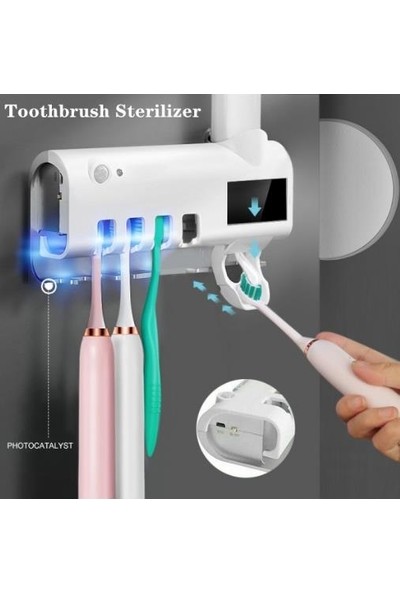 Taled Akıllı Diş Macunu Sıkacagı Dispenser Uv Fırça Sterilizatör Tutucu