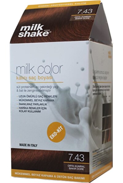 Milk_shake Milk Color Eko-Kit Saç Boyası Orta Kumral Bakır Dore 7.43