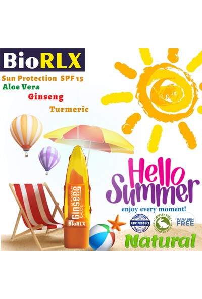 Biorlx Aloe Vera + Ginseng + Turmeric(Zerdeçal) Spf 15(Güneş Koruyucu) Lip Balm Color Free (Renksiz) + Paraben Free (Parabensiz) Unisex 3 Adet