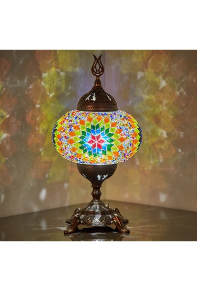 Demmex Pilli Masaüstü Mozaik Çalışma Masası Abajur Gece Lambası Dekor Lamba
