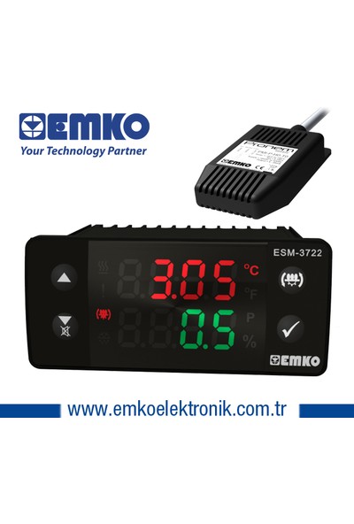 Emko ESM-3722 Ssr Çıkışlı Kuluçka Kontrol Cihazı Isı ve Nem Sensörü Dahil