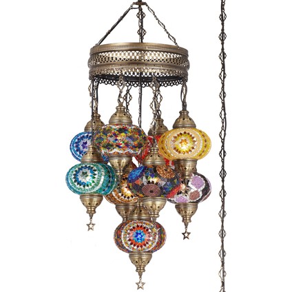 Mozaik Lamba Otantik Sarkıt Avize Renkli Sarkıt Avize Helezon Sarkıt Lamba