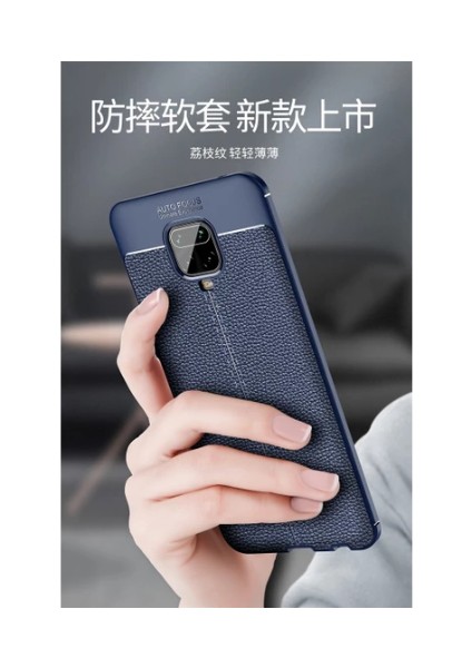 Case 4U Xiaomi Redmi Note 9S / Note 9 Pro Kılıf Rugan Armor Deri Görünümlü Yüksek Kalite Silikon Niss + Cam Ekran Koruyucu Kırmızı