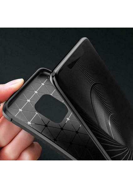 Case 4U Xiaomi Redmi Note 9S / Note 9 Pro Kılıf Rugged Armor Karbon Desenli Lüx Negro Silikon Arka Kapak + Cam Ekran Koruyucu Siyah