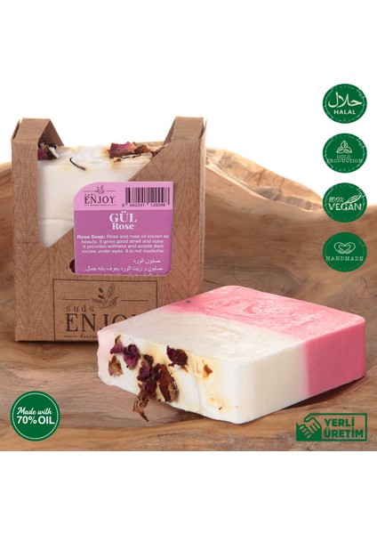Doğal Gül El Yapımı Yüz, Saç ve Vücut Sabunu 100 gr