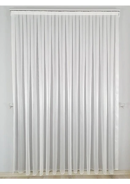 Düz Modern Tül Perde Etek Kurşunlu 1'e 3 Pileli ET3000 300 x 260 cm