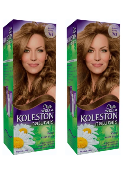 2’li Koleston Naturals 7/3 Karamel Kumral - Fındık Kabuğu - Kalıcı Krem Saç Boyası