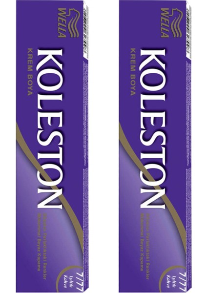 2’li Koleston Tüp Boya 7/77 Işıltılı Kahve Saç Boyası