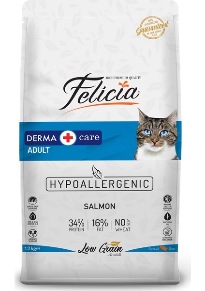 Düşük Tahıllı Hipoalerjenik Somonlu Yetişkin Kedi Maması 12kg