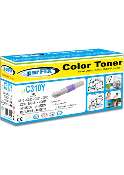 Pf Oki C310 C330-C331-C510-C511-C530-C530-C531 2000 Sayfa Sarı Muadil Toner fiyatları